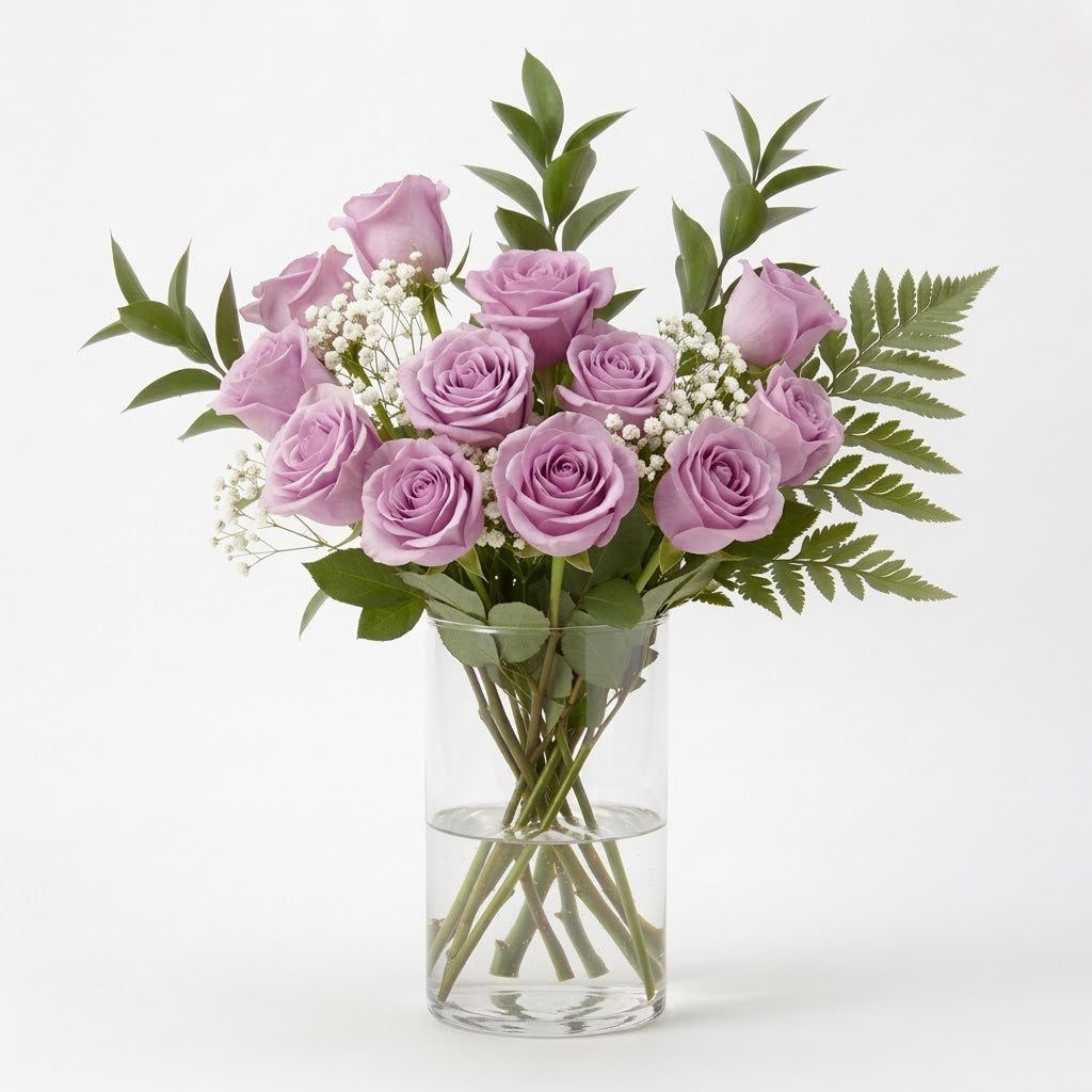 One Dozen Lavender Roses