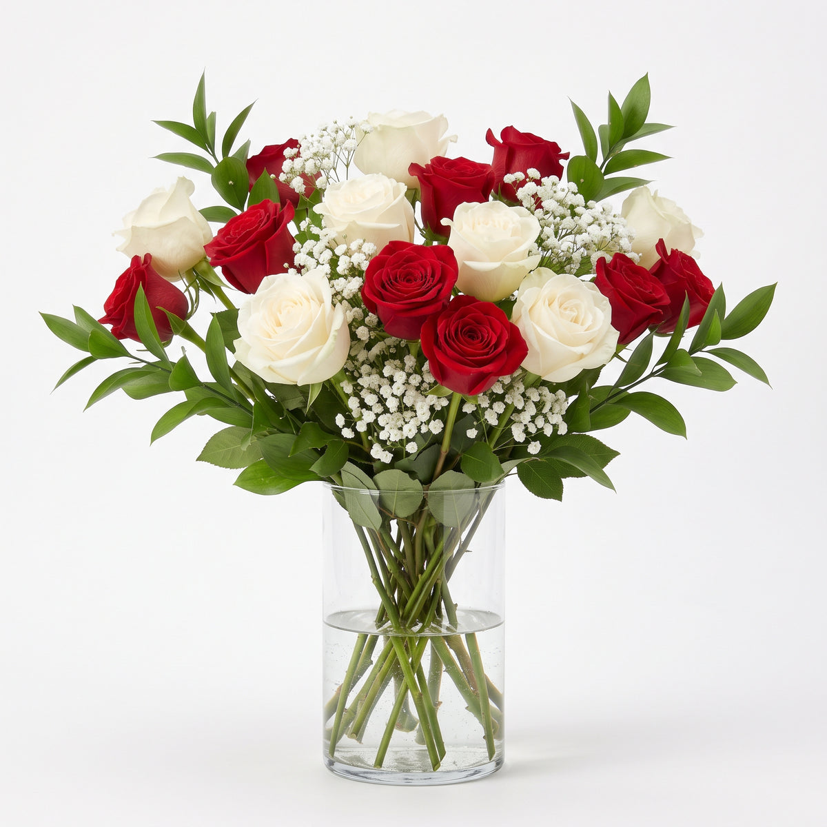 Premium White and Red Roses - Roses - Bloomex Australia