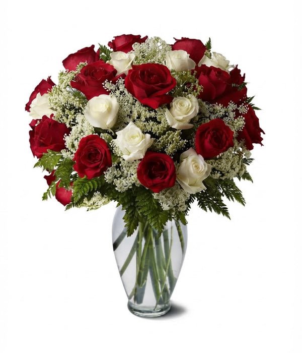 Premium White and Red Roses - Roses - Bloomex Australia