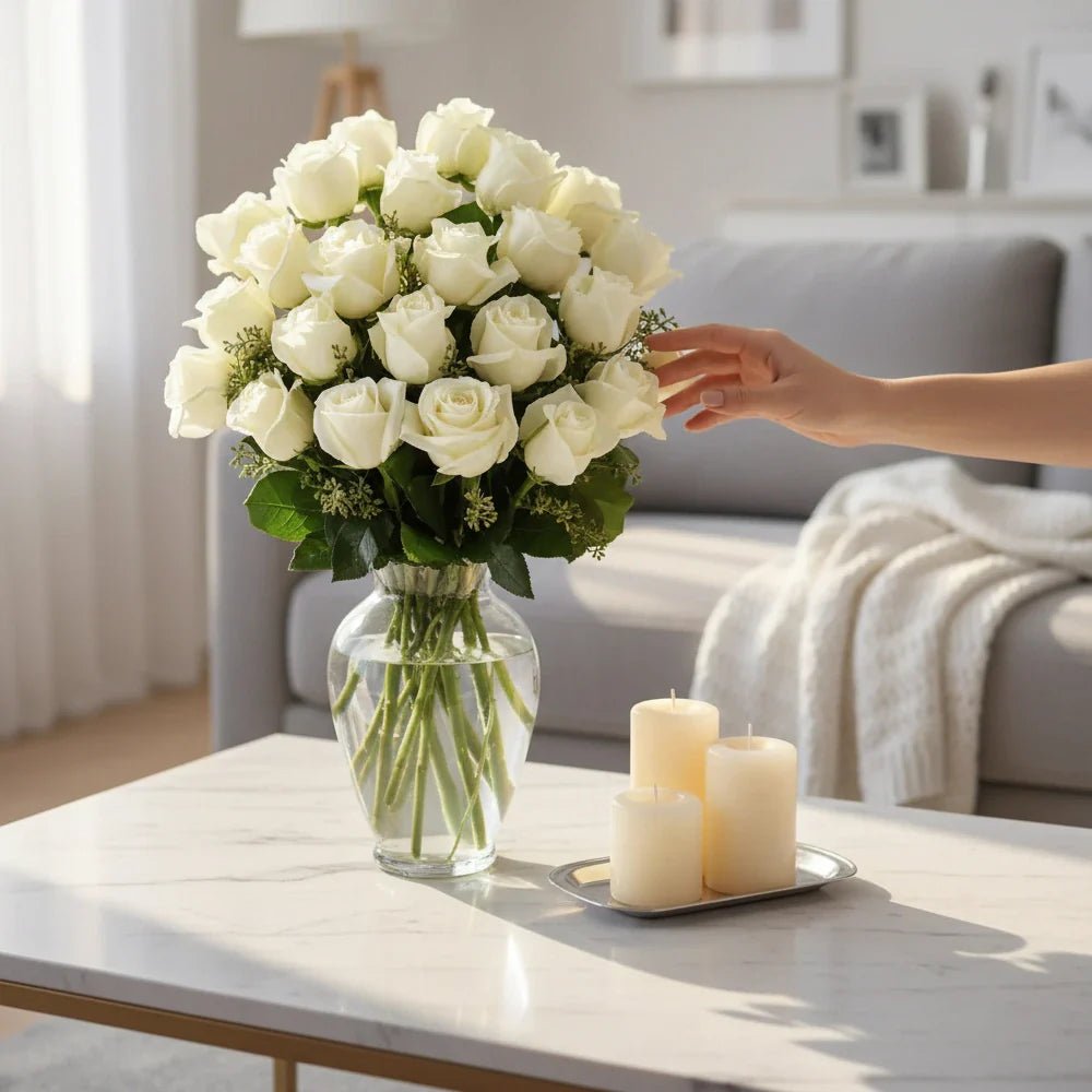 Two Dozen Long Stem White Roses - Roses - Bloomex Australia