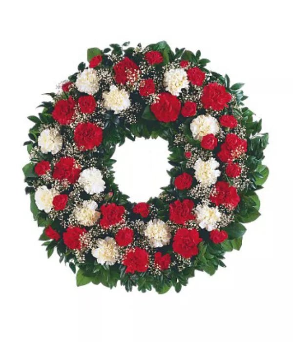 Red & White Wreath - Sympathy & Funeral Flowers - Bloomex Australia