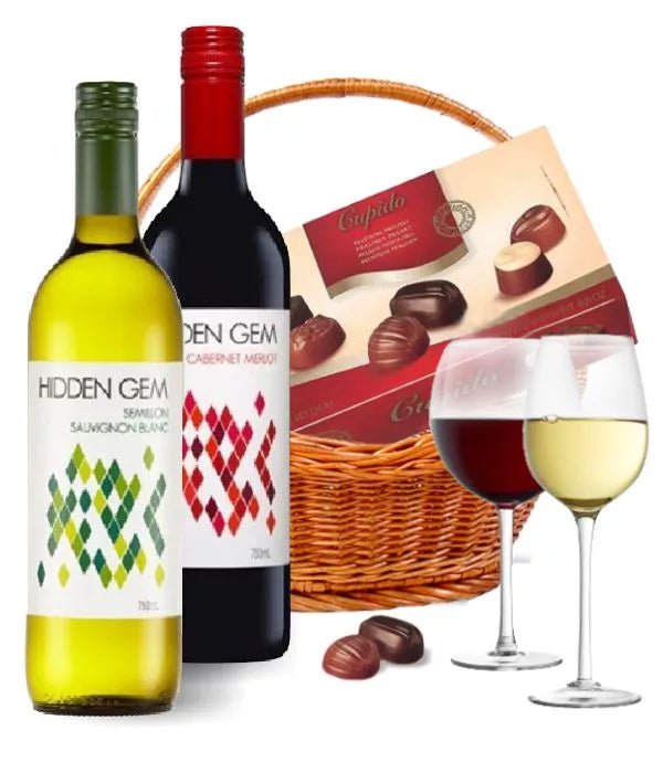 Wine Duo Basket - Wine & Champagne Gift Hampers - Bloomex Australia