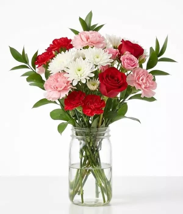 Budding Romance Bouquet in Mason Jar - Anniversary Flowers - Bloomex Australia