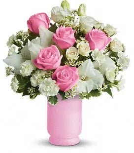 24 Pink and White Roses - Anniversary Flowers - Bloomex Australia