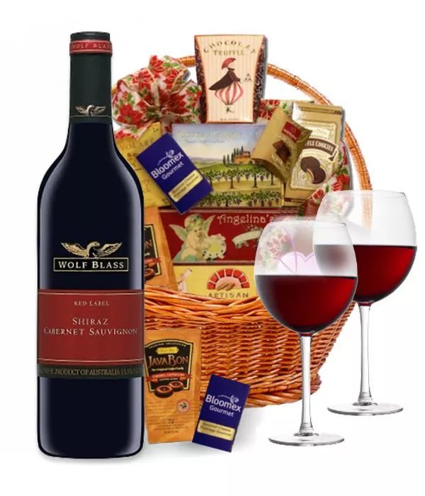 Deluxe Wine Basket - Wine & Champagne Gift Hampers - Bloomex Australia