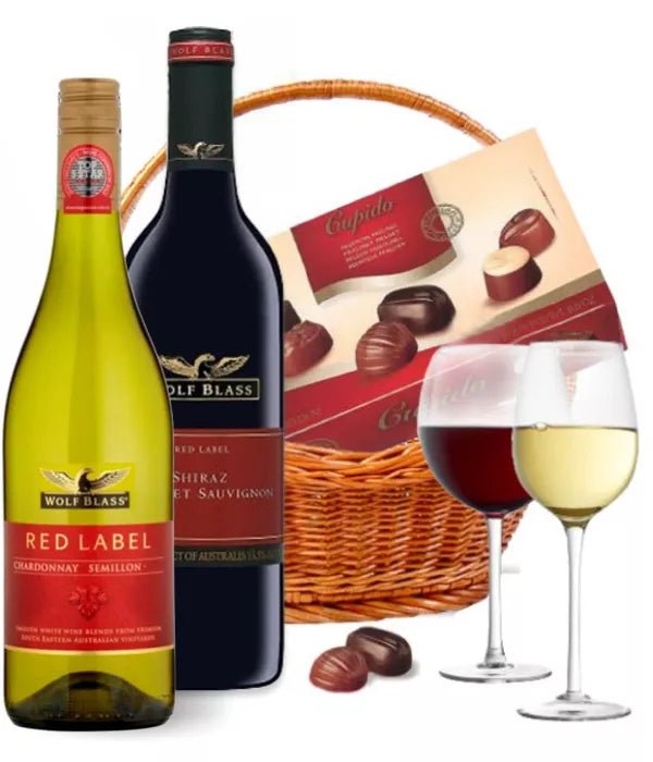 Deluxe Wine Duo Basket - Wine & Champagne Gift Hampers - Bloomex Australia