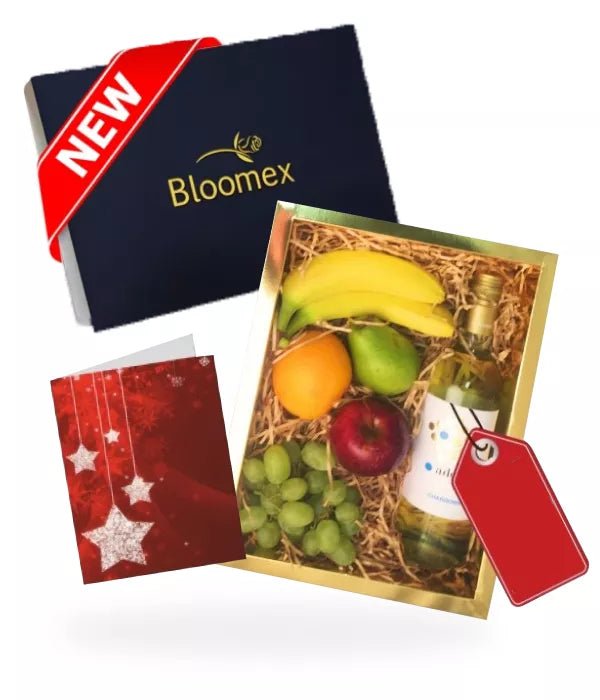 Fruit & White Wine Gift Box - Christmas Gift Baskets - Bloomex Australia