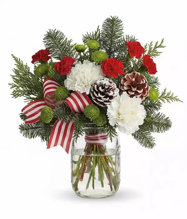 Jolly Holiday Bouquet in a Mason Jar - Bloomex Australia