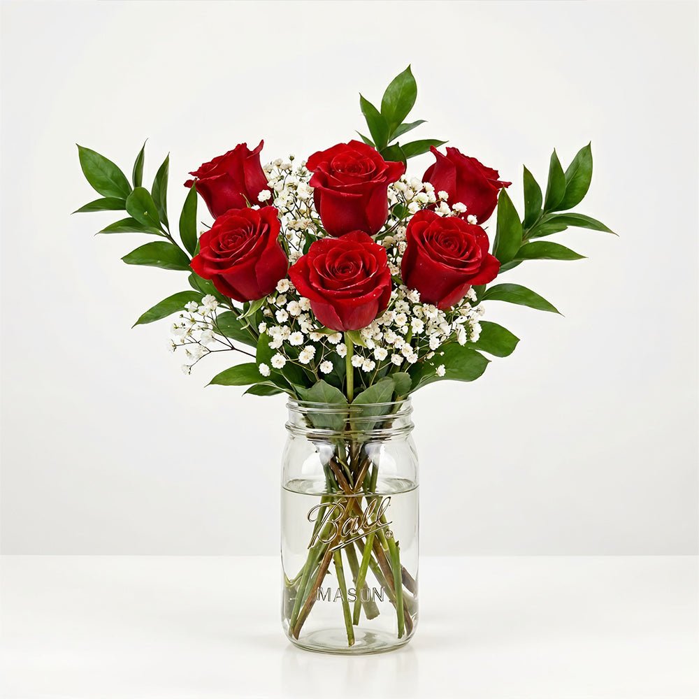 Sweetheart Roses in Mason Jar - The Mason Jar Collection - Bloomex Australia