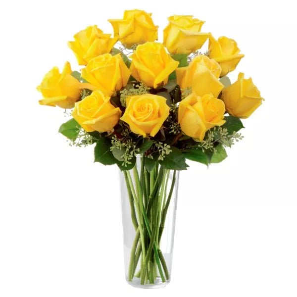 One Dozen Long Stem Yellow Roses - Roses - Bloomex Australia