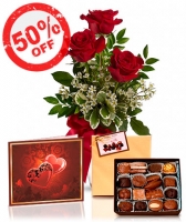 3 Red Roses, Card & Chocolates