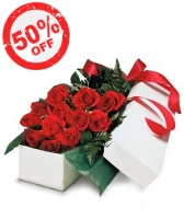 One Dozen Boxed Red Roses
