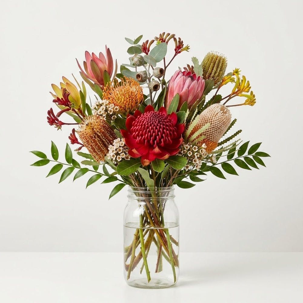 Native Flowers Bouquet in Mason Jar - Anniversary Flowers - Bloomex Australia