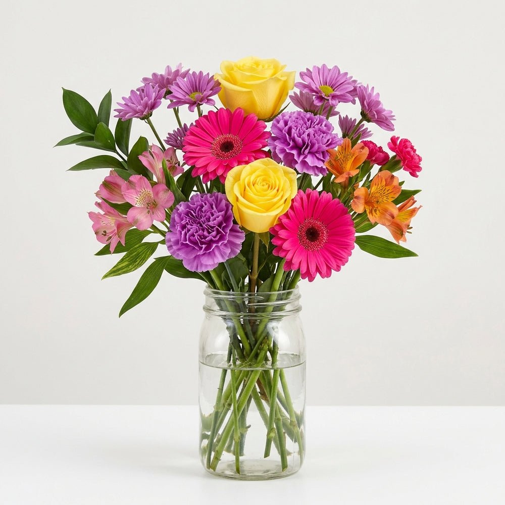 Garden Party Bouquet in Mason Jar - Birthday Flowers & Gifts - Bloomex Australia