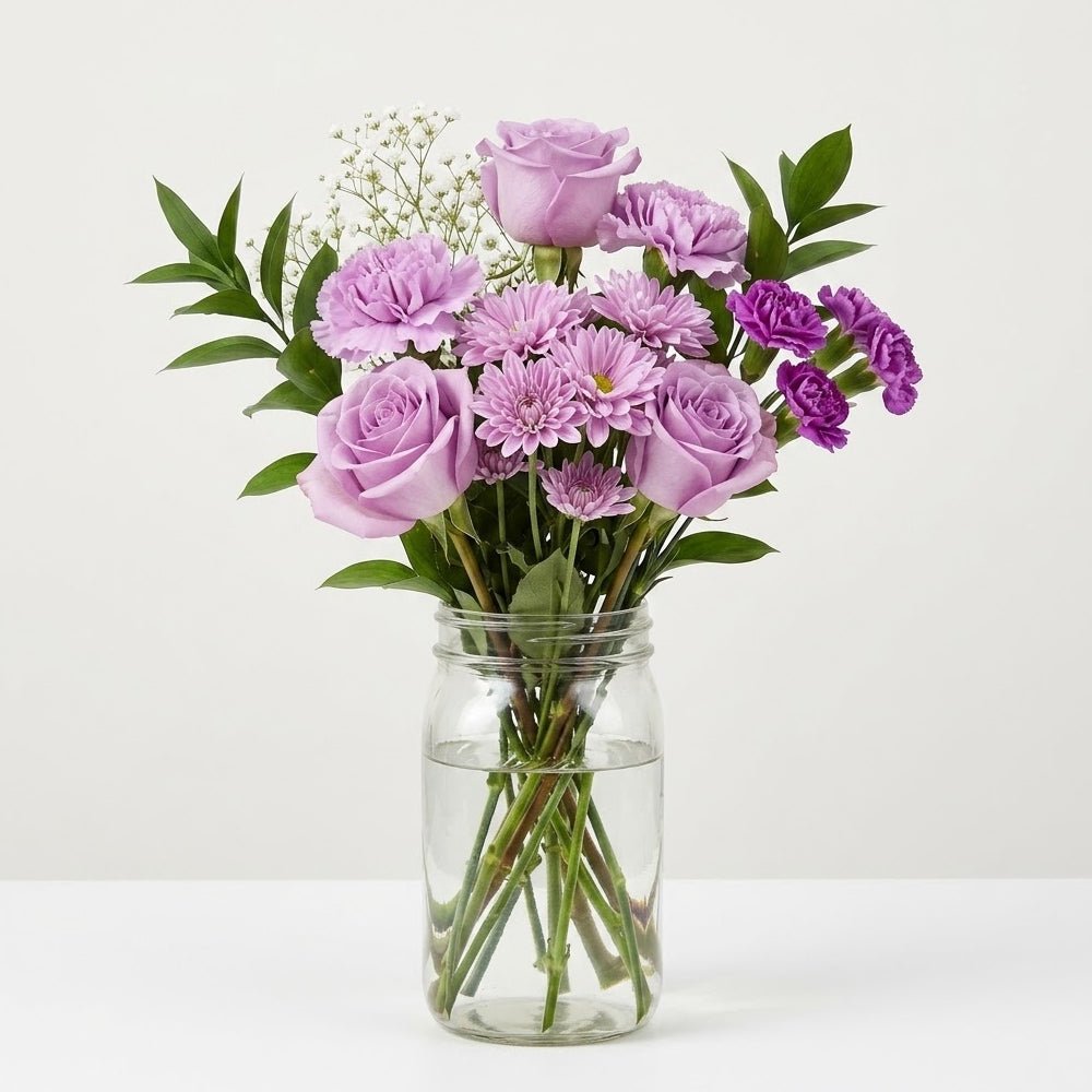 Purple Rain Bouquet in Mason Jar - The Mason Jar Collection - Bloomex Australia