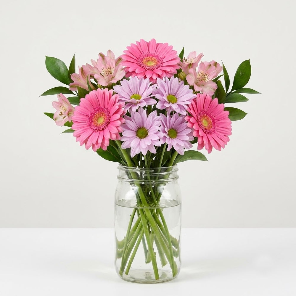 Shades of Pink in Mason Jar
