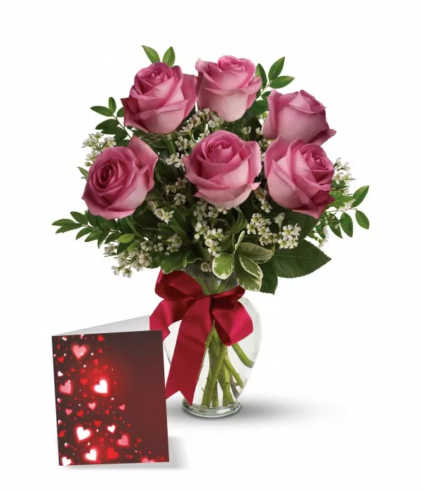 Half Dozen Long Stemmed Pink Roses